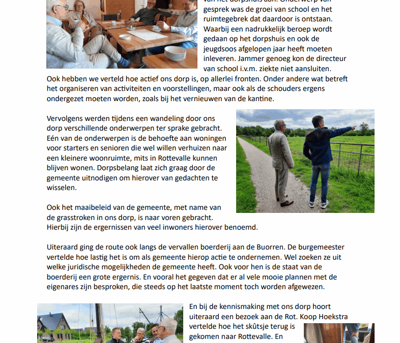 Kennismakingsbezoek burgemeester Fred Veenstra aan ons dorp